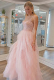Strapless Light Pink Sequin Beaded Tulle Stunning Prom Dress PSK476-Pgmdress