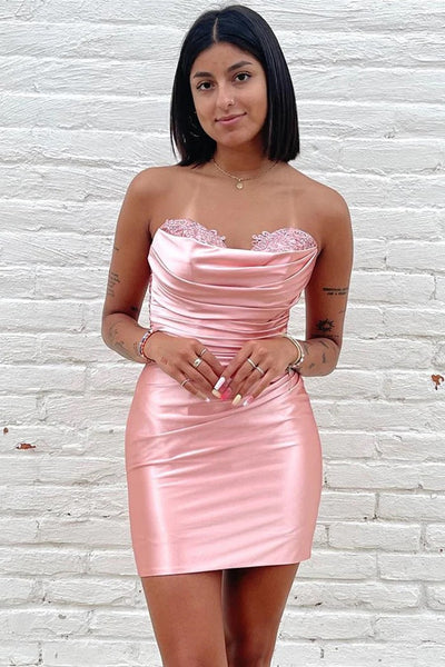 short & sweet strappy satin mini dress in hot pink Pink Perfect  Shop the Satin Mini >> bit.ly/2LesdQV | Oh Polly