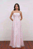Strapless Vintage 90s Blush Pink Embroidery Prom Dress Party Dress-Pgmdress