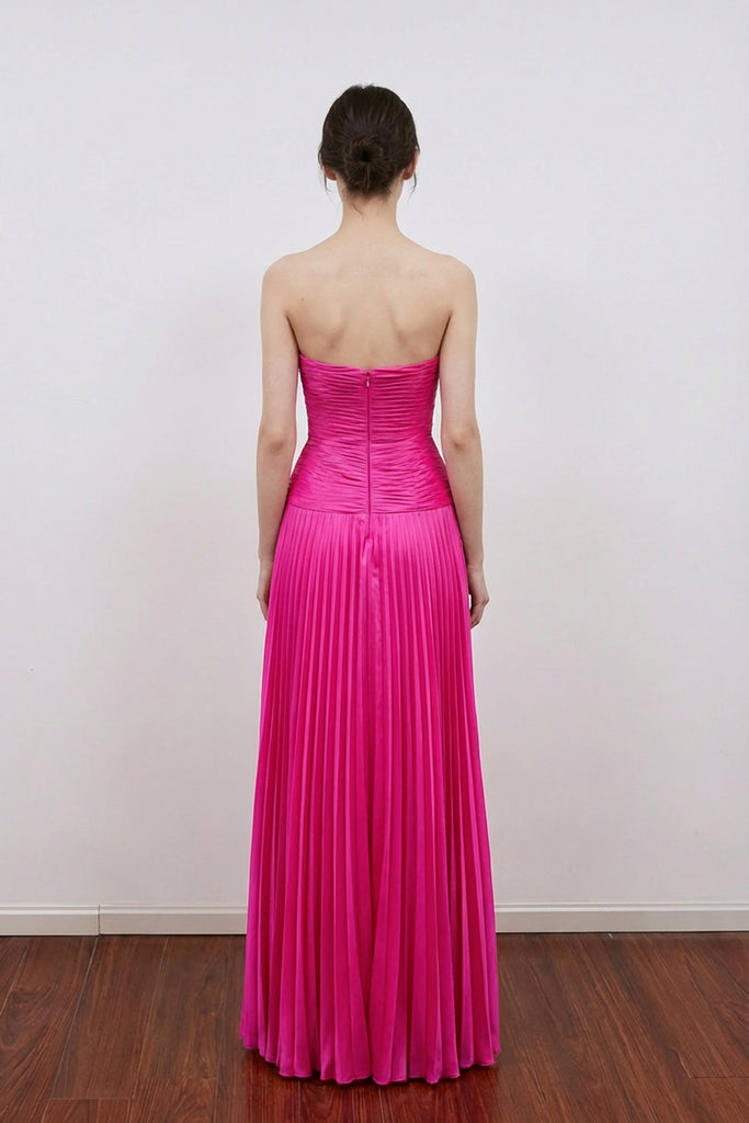 Strapless Keyhole Pleated A-Line Hot Pink Long Prom Dress PSK481 Pgmdress Strapless Keyhole Pleated A-Line Hot Pink Long Prom Dress PSK481 Pgmdress