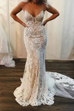 Straps Lace Mermaid Wedding Dresses Boho Wedding Dresses WD714