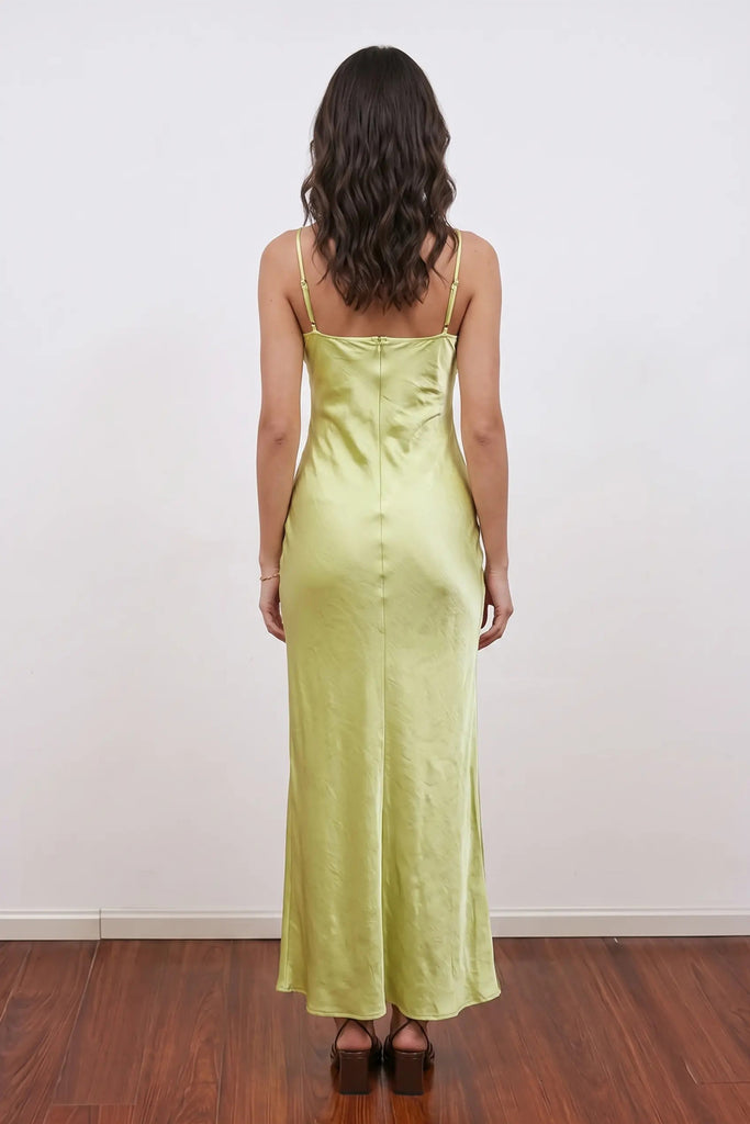 Straps Green Embroidery Floral Applique Bridesmaid Dress Prom Dress-Pgmdress