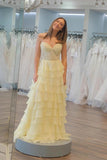 Sweetheart Lace Chiffon Corset Long Prom Dresses Ruffle PSK526-Pgmdress