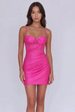 Sweetheart Corset Ruched Tight Fuchsia Short Homecoming Dress-Pgmdress
