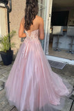 Sweetheart Tulle Lace Pink Long Prom Dress Pretty Party Dress PSK660-Pgmdress