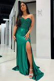 Grünes Ballkleid mit Strasssteinen, trägerlos, formelles Kleid PSK559