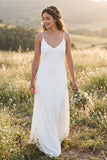 Two Piece Beach Wedding Dress Lace Overlay Boho Bridal Gown-Pgmdress