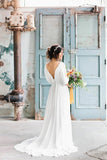 V-neck Half-sleeve Empire Simple Chiffon Casual Wedding Dress WD711-Pgmdress
