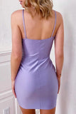 V Neck Sleeveless Elastic Satin Stretch Crepe Mini Homecoming Dress PD479-Pgmdress