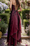 Vintage 90S Burgundy Lace Prom Dress Shiny Sparkly Formal Dress-Pgmdress