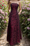Vintage 90S Burgundy Lace Prom Dress Shiny Sparkly Formal Dress-Pgmdress