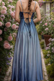 Vintage 90S Green Prom Dress Blue Beaded Gown Prom Party Dress-Pgmdress