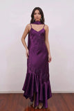 Vintage Purple Slip Prom Dress 90s Style Satin Long Party Gown-Pgmdress