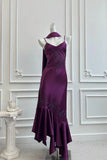 Vintage Purple Slip Prom Dress 90s Style Satin Long Party Gown-Pgmdress