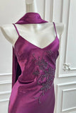 Vintage Purple Slip Prom Dress 90s Style Satin Long Party Gown-Pgmdress