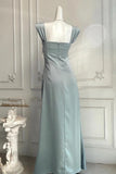 Vintage Satin Prom Dress  Beaded Regency Style Bridesmaid Dress-Pgmdress