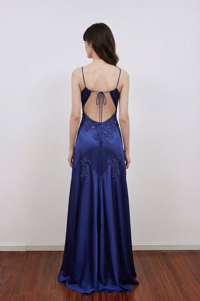 blue dress for baby girl A-Line Puff Sleeves Long Blue Prom Dress, Square Neckline Blue Long Formal Dress Custom Size / Blue
