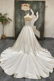 Vintage Wedding Dress Satin Strapless Basque Waist Bridal Gown-Pgmdress