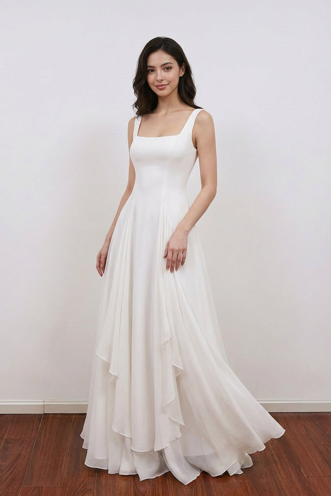 Vintage & Classic Ivory Square Neck Chiffon Evening Dress Prom Dress US16 / Custom Color Vintage & Classic Ivory Square Neck Chiffon Evening Dress Prom Dress US16 / Custom Color