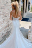 White V-Neck Beading Trumpet Long Wedding Dress Bridal Gown WD661-Pgmdress
