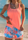 Women's Turquoise Sea Turtle Print Tankini Set with Swim Shorts-Pgmdress
