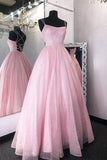 Robe de soirée longue rose à lacets princesse scintillante PSK213