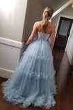 Strapless A-line Light Blue Ball Gown Prom Dress Evening Dress PSK237 - Pgmdress