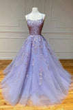 Pink Tulle Lace Long Prom Dress Scoop Spaghetti Formal Evening Gowns PSK014 - Pgmdress