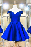 Fashion Off The Shoulder Royal Blue Satin Homecoming Dresses PD041 - Pgmdress