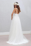 Simple V-neck Floor-Length Wedding Dress With Ruched Sash WD054 - Pgmdress