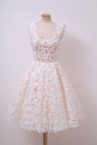 A-line Ivory Lace Homecoming Dresses Square Neck Short Prom Dress PD312 - Pgmdress