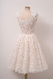 A-line Ivory Lace Homecoming Dresses Square Neck Short Prom Dress PD312 - Pgmdress