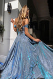 A-line Prom Dresses With Slit Sparkly Sweetheart Evening Gowns PSK306 - Pgmdress