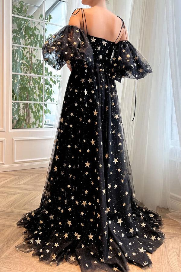 A-Line Tulle Black Long Prom Dress Black Tulle Formal Evening Dress PSK311 - Pgmdress