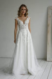 Elegantes A-Linien-Hochzeitskleid aus glitzerndem Stoff mit Herzausschnitt und Applikationen WD570