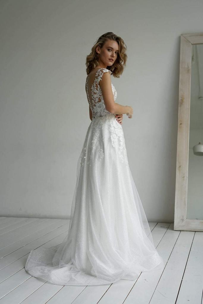 A-line Elegant Glitter fabric Sweetheart Wedding Dress With Appliques WD570 - Pgmdress