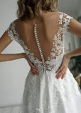 A-line Elegant Glitter fabric Sweetheart Wedding Dress With Appliques WD570 - Pgmdress