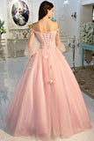 A-line Pink Off The Shoulder Long Prom Dress Sweet Evening Dress PSK286 - Pgmdress