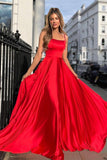 A-line Satin Scoop Neck Long Prom Dress Straps Formal Dress PSK356 - Pgmdress