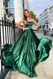 A-line Satin Scoop Neck Long Prom Dress Straps Formal Dress PSK356 - Pgmdress