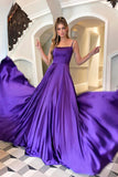 A-line Satin Scoop Neck Long Prom Dress Straps Formal Dress PSK356 - Pgmdress