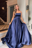 A-line Satin Scoop Neck Long Prom Dress Straps Formal Dress PSK356 - Pgmdress