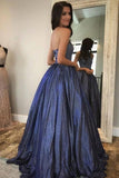 A-line Sparkly Halter Neck Long Prom Dresses Cute Formal Dress PSK371 - Pgmdress