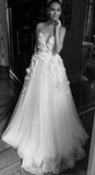 A-line Sweetheart 3D Flowers Wedding Dress Bridal Gown With Beading WD585 - Pgmdress