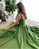 A-line Sweetheart Green Split Prom Dress Evening Dress With Pockets PSK251 - Pgmdress