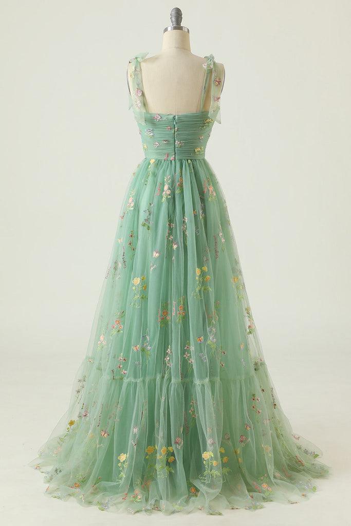 A-line Sweetheart Grey Blue Embroidery Long Prom Formal Dress PSK330 - Pgmdress