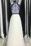A Line Off White Halter Prom Dresses Cheap Long Formal Party Dress PG970 - Pgmdress