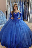 Ballkleid mit abnehmbaren langen Ärmeln, Quinceanera-Kleider, Brautkleider PSK308