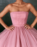 Ball Gown Pink Tulle Strapless Prom Dresses Evening Dresses PSK242 - Pgmdress