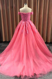 Ball Gown Sweetheart Cap Sleeve Lace Appliques Prom Dress PSK054 - Pgmdress